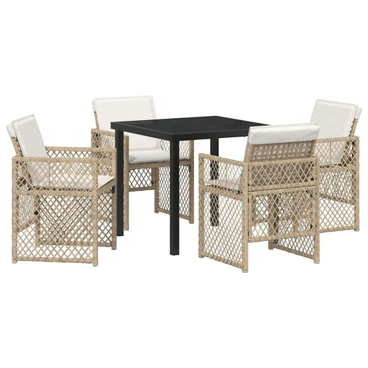 Garten Essgruppe 5 pcs Beige Poly-Rattan