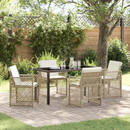 Garten Essgruppe 5 pcs Beige Poly-Rattan