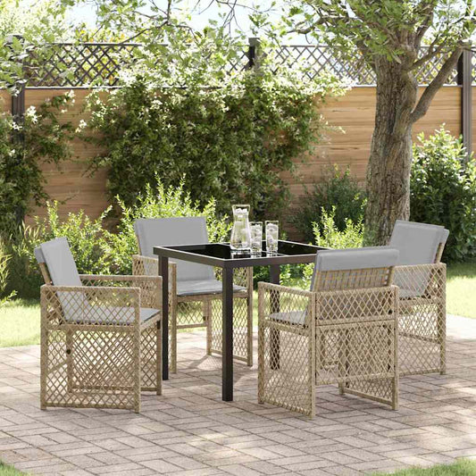Garten Essgruppe 5 pcs Beige Poly-Rattan