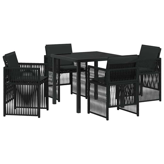 Garten Essgruppe 5 pcs Schwarz Poly Rattan