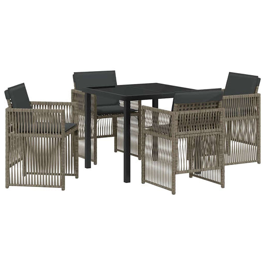 Garten Essgruppe 5 pcs Grau Poly Rattan