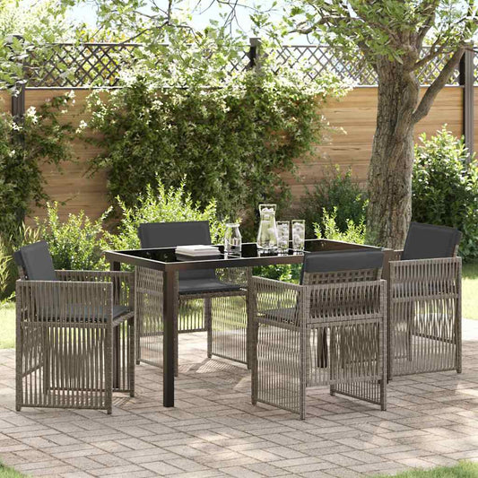 Garten Essgruppe 5 pcs Grau Poly Rattan