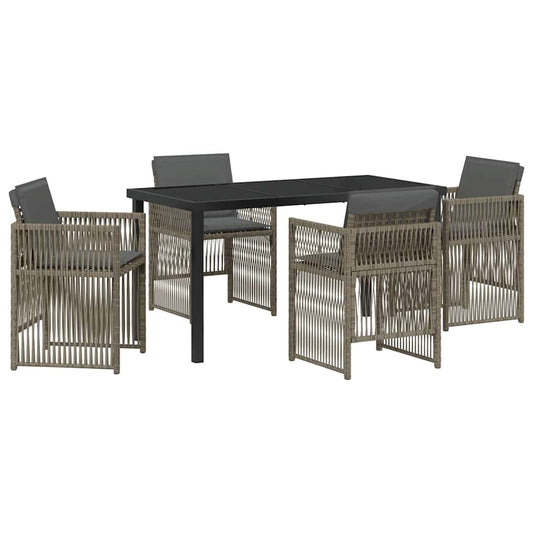Garten Essgruppe 5 pcs Grau Poly Rattan