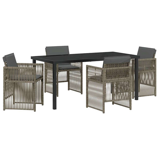 Garten Essgruppe 5 pcs Grau Poly Rattan