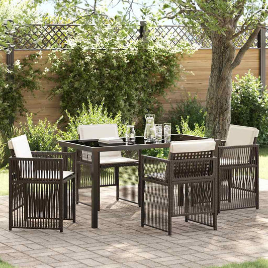 Garten Essgruppe 5 pcs Braun Poly Rattan