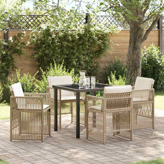 Garten Essgruppe 5 pcs Beige Poly Rattan