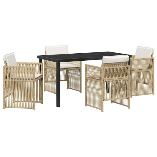 Garten Essgruppe 5 pcs Beige Poly Rattan