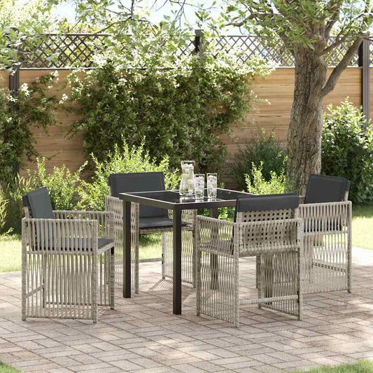 Garten Essgruppe 5 pcs Hellgrau Poly Rattan