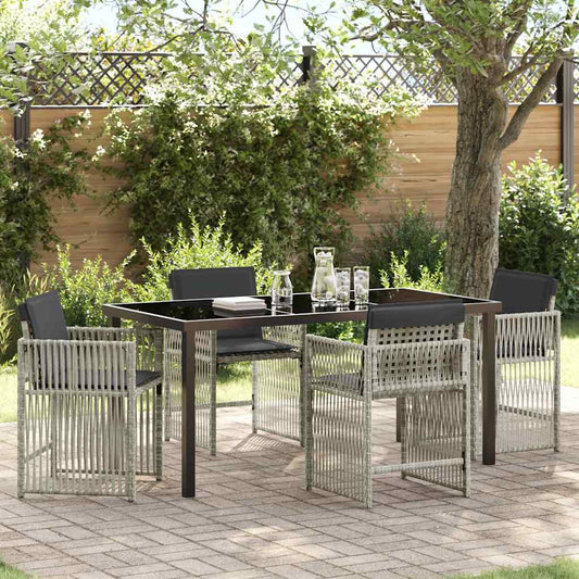 Garten Essgruppe 5 pcs Hellgrau Poly Rattan