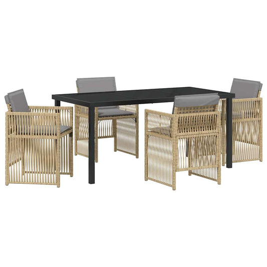 Garten Essgruppe 5 pcs Beige Poly Rattan