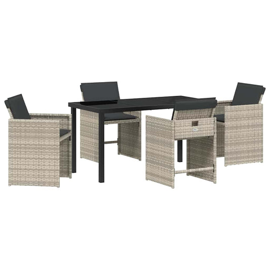Garten Essgruppe 5 pcs Hellgrau Poly-Rattan