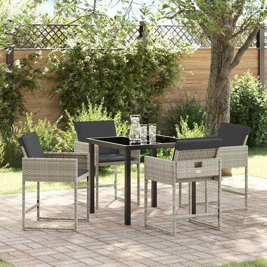 Garten Essgruppe 5 pcs Hellgrau Poly-Rattan