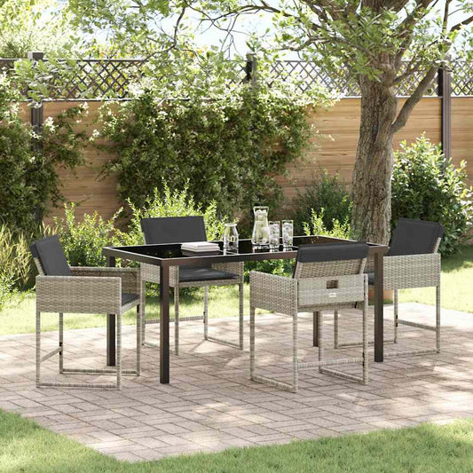 Garten Essgruppe 5 pcs Hellgrau Poly-Rattan