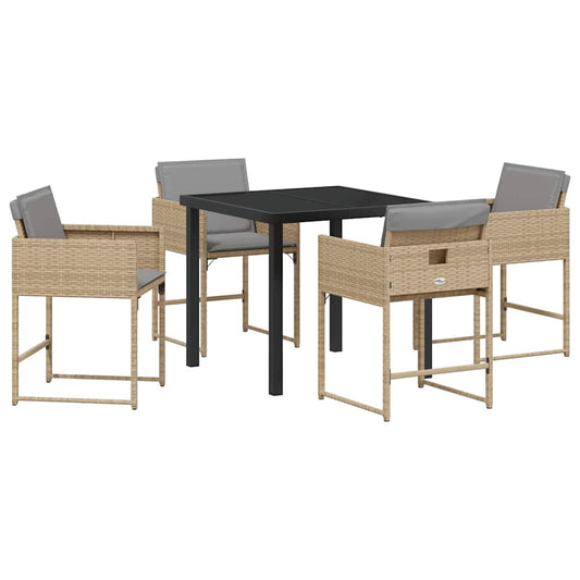 Garten Essgruppe 5 pcs Beige Poly-Rattan