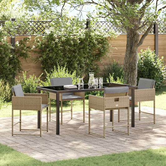 Garten Essgruppe 5 pcs Beige Poly-Rattan