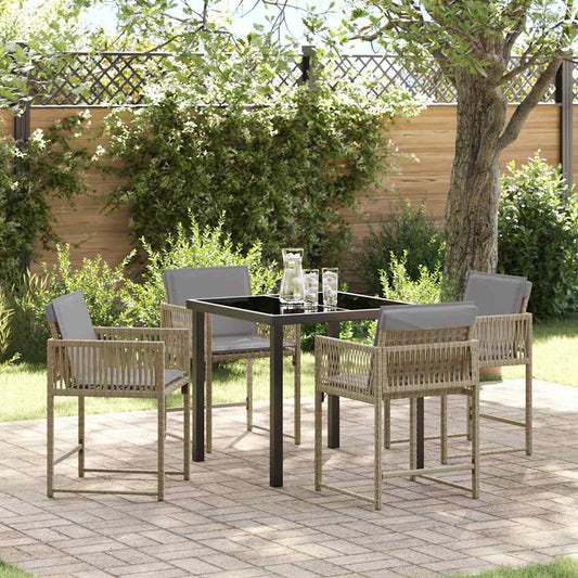 Garten Essgruppe 5 pcs Beige Poly-Rattan