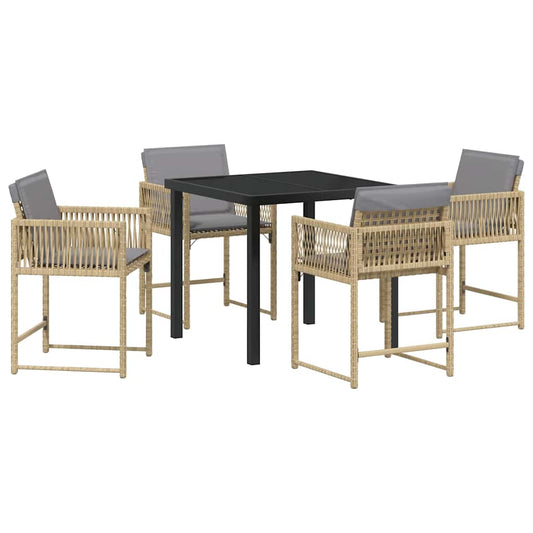 Garten Essgruppe 5 pcs Beige Poly-Rattan