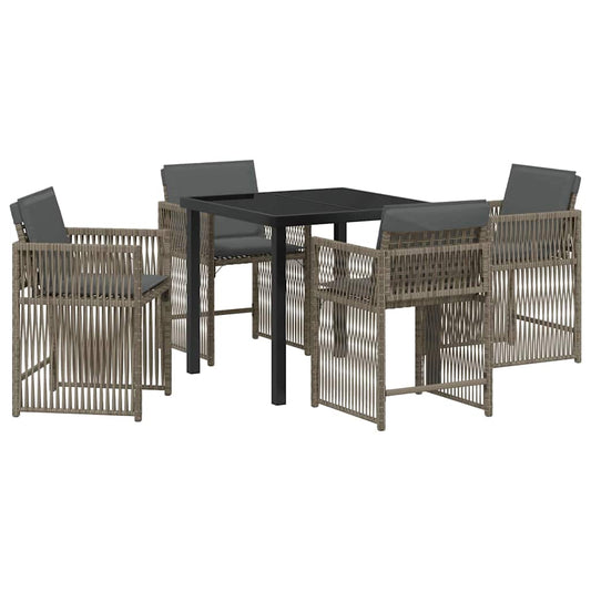 Garten Essgruppe 5 pcs Grau Poly-Rattan