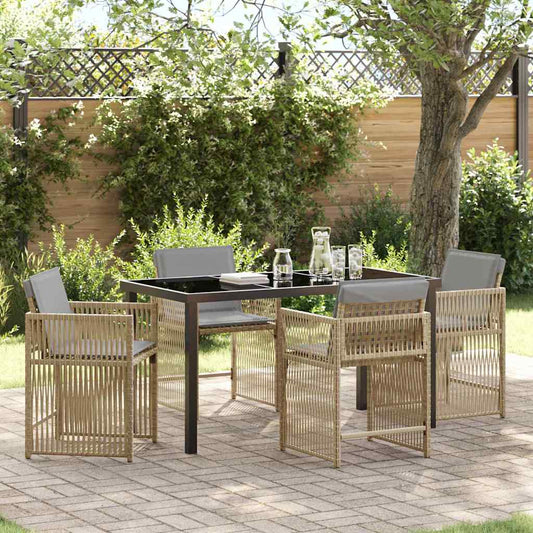 Garten Essgruppe 5 pcs Beige Poly-Rattan