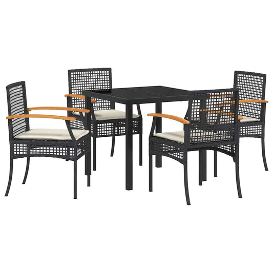 Garten Essgruppe 5 pcs Schwarz Poly-Rattan