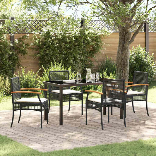Garten Essgruppe 5 pcs Schwarz Poly-Rattan