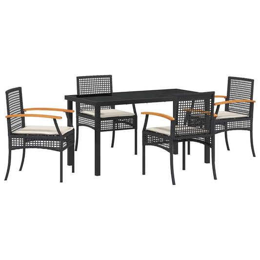 Garten Essgruppe 5 pcs Schwarz Poly-Rattan