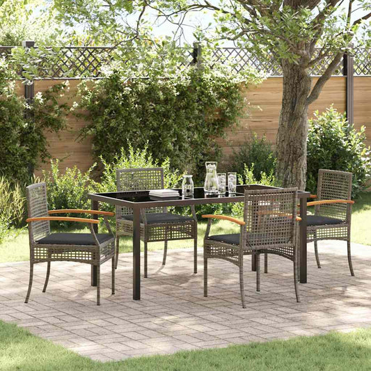 Garten Essgruppe 5 pcs Grau Poly-Rattan