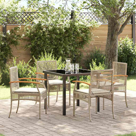 Garten Essgruppe 5 pcs Beige Poly-Rattan