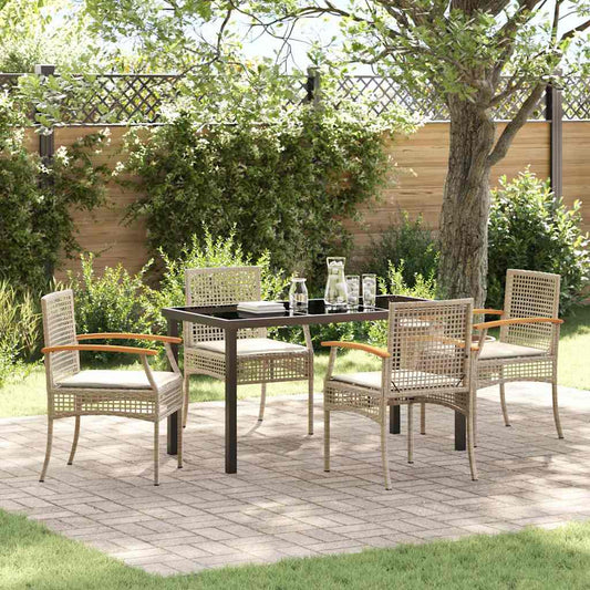 Garten Essgruppe 5 pcs Beige Poly-Rattan