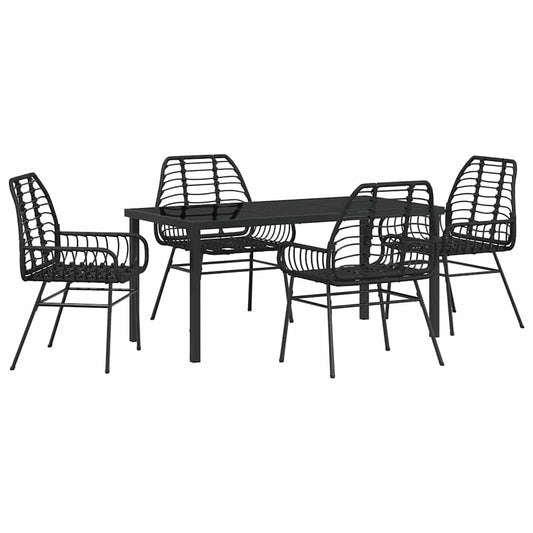 Garten Essgruppe 5 pcs Schwarz Poly-Rattan