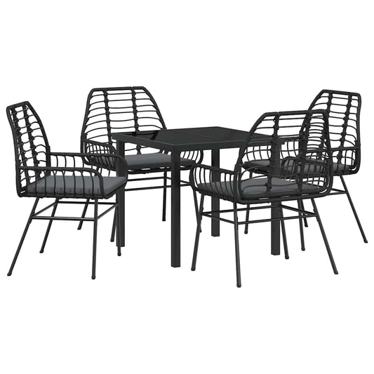 Garten Essgruppe 5 pcs Schwarz Poly-Rattan