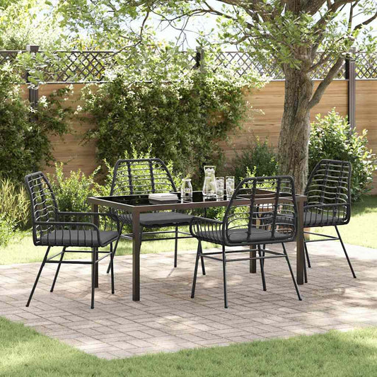 Garten Essgruppe 5 pcs Schwarz Poly-Rattan