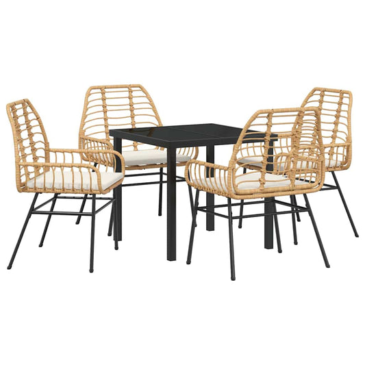 Garten Essgruppe 5 pcs Braun Poly-Rattan