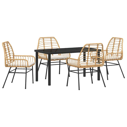 Garten Essgruppe 5 pcs Braun Poly-Rattan