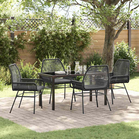 Garten Essgruppe 5 pcs Schwarz Poly-Rattan