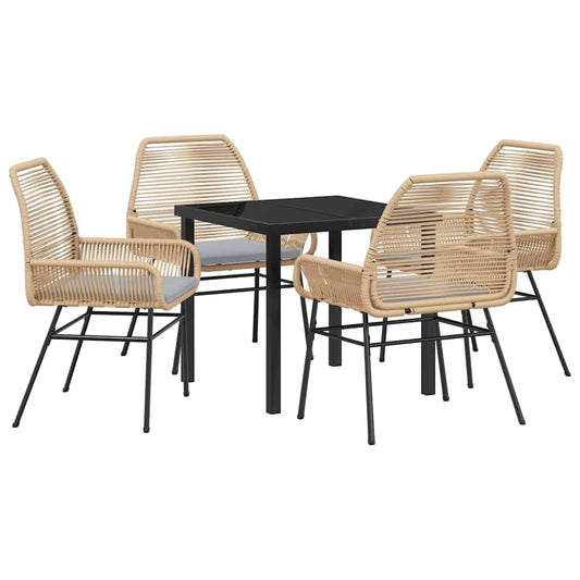 Garten Essgruppe 5 pcs Braun Poly-Rattan