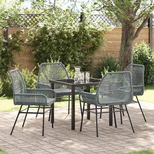 Garten Essgruppe 5 pcs Grau Poly-Rattan