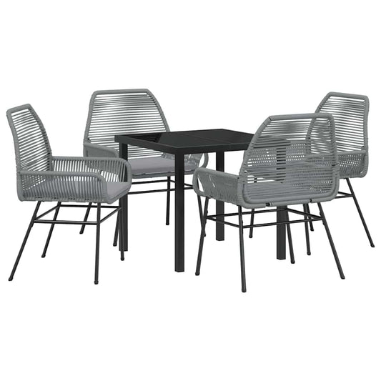 Garten Essgruppe 5 pcs Grau Poly-Rattan
