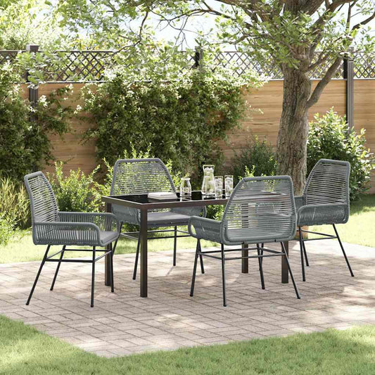 Garten Essgruppe 5 pcs Grau Poly-Rattan