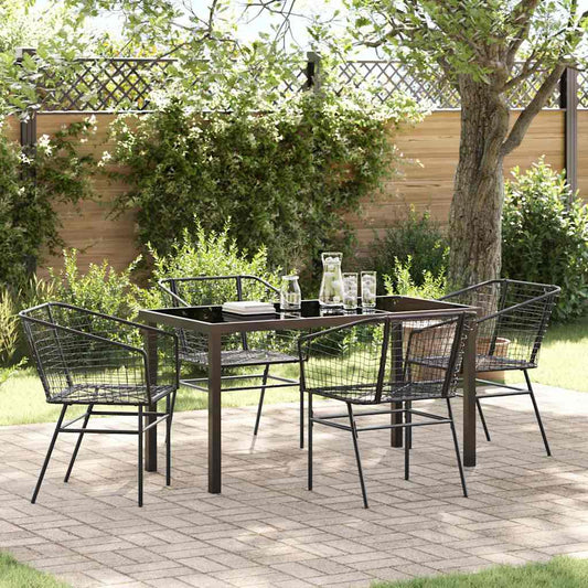 Garten Essgruppe 5 pcs Schwarz Poly-Rattan