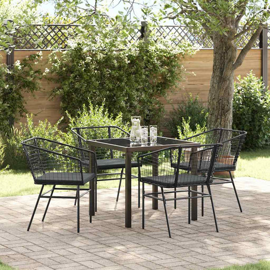 Garten Essgruppe 5 pcs Schwarz Poly-Rattan