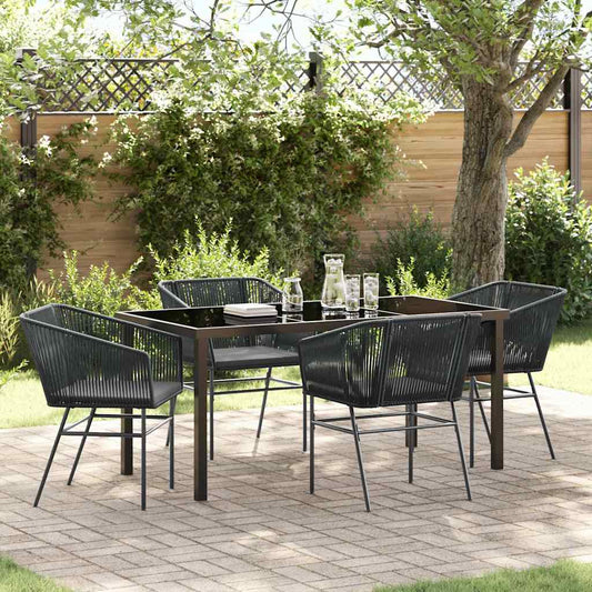 Garten Essgruppe 5 pcs Schwarz Poly Rattan