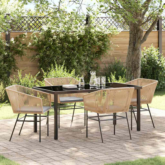 Garten Essgruppe 5 pcs Braun Poly Rattan