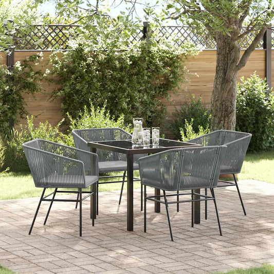 Garten Essgruppe 5 pcs Grau Poly Rattan