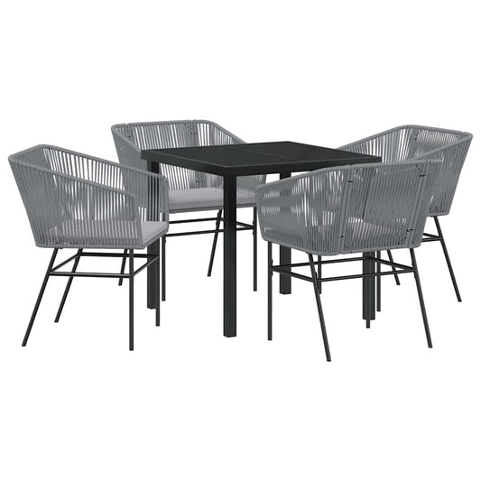 Garten Essgruppe 5 pcs Grau Poly Rattan
