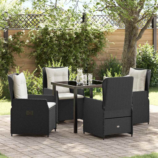 Garten Essgruppe 5 pcs Schwarz Poly-Rattan