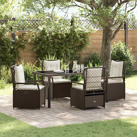Garten Essgruppe 5 pcs Braun Poly-Rattan