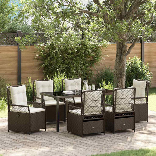 Garten Essgruppe 7 pcs Braun Poly-Rattan