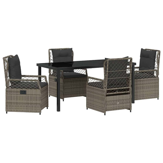 Garten Essgruppe 5 pcs Grau Poly-Rattan