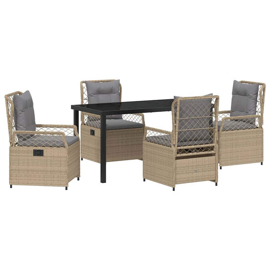 Garten Essgruppe 5 pcs Beige Poly-Rattan